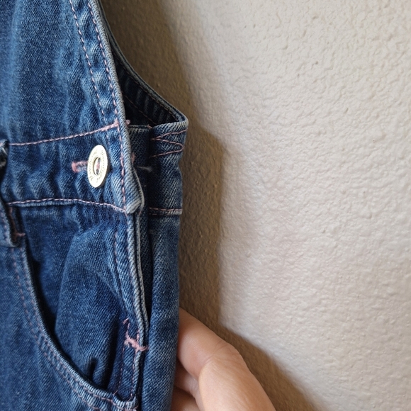 Vintage Moonbeams Denim Embroidered Baby Girl Overalls Snap Open Size 3-6 Months - Picture 6 of 10